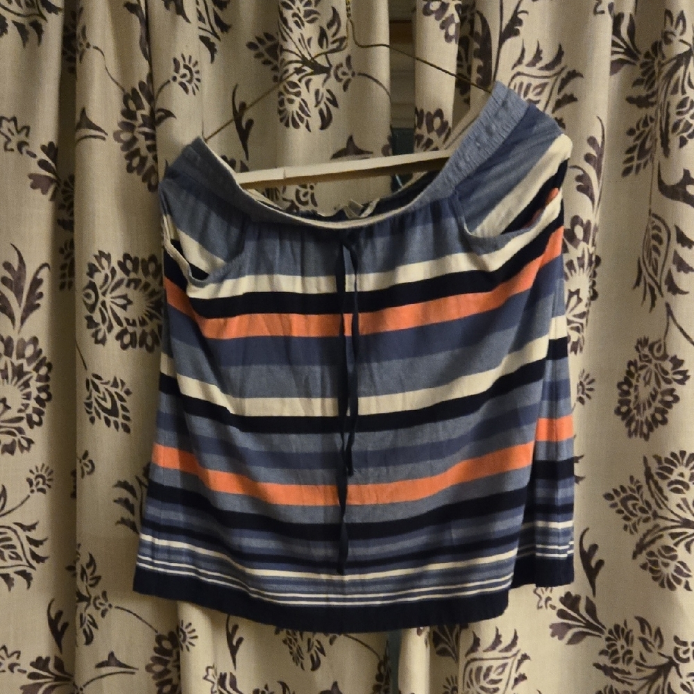 Max Studio Blue and Orange Striped Skirt
